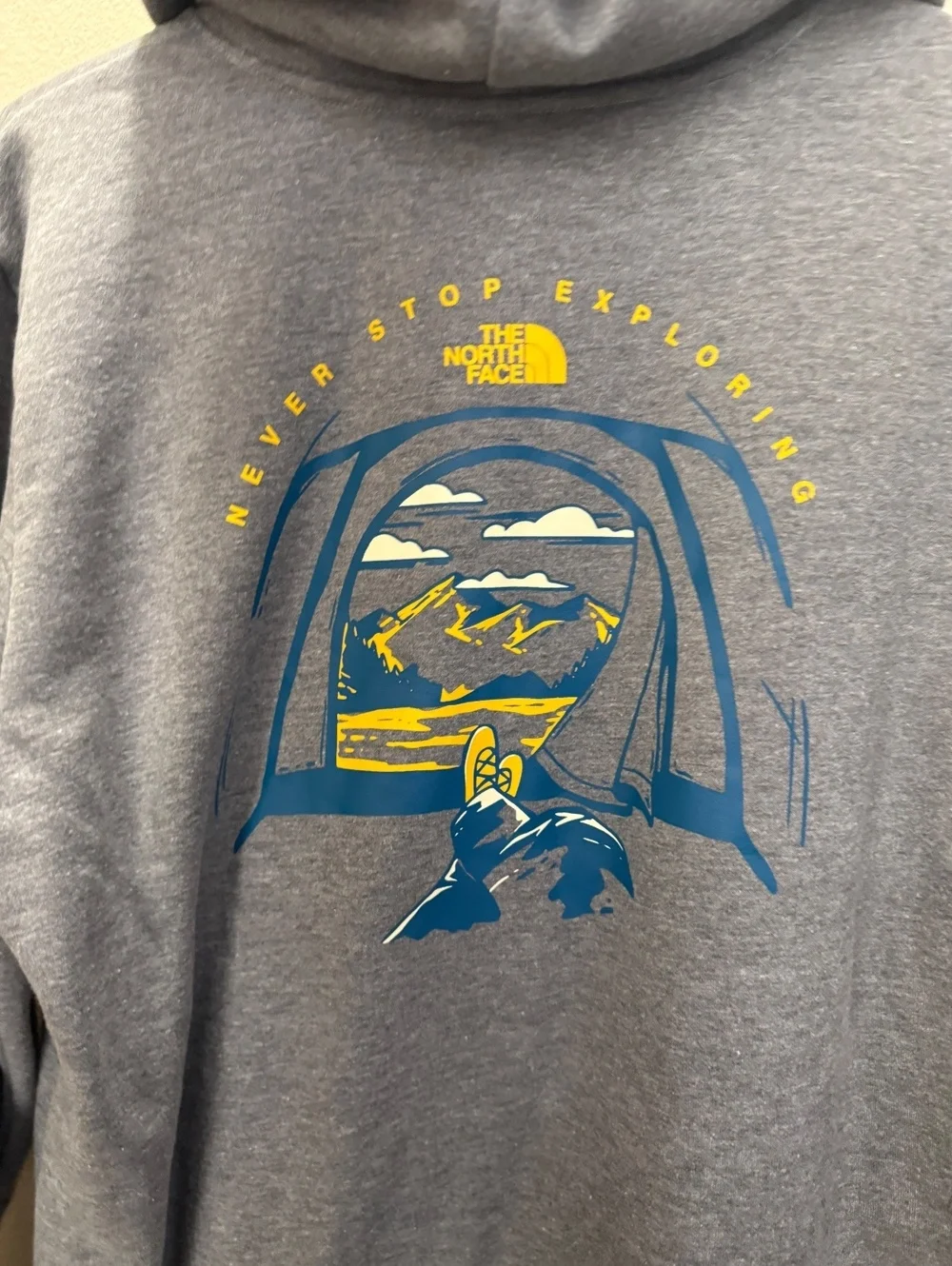 The North Face Mid Grey Hoodie with Graphic Print, Size M